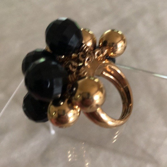 Kate Spade ♠️ Onyx and Gold Cluster Bauble Ring, Size 6 - Picture 8 of 12